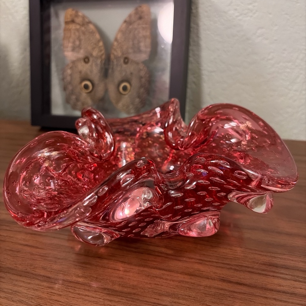 🪲Beautiful Authentic Mid Century Bullicante Murano Glass Ashtray/Candy Dish🪲